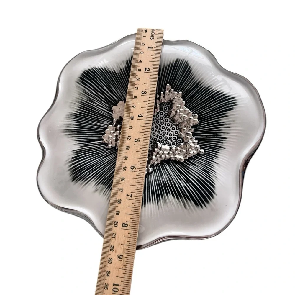 MCM Italian Freeform Dimensional Silver White Porcelain Candy Dish